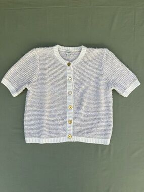 J.Crew Woman White Knitted Gold Thread & Buttons Sweater Cotton Blend Cardigan